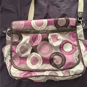 Vintage Coach Pink and Brown Patterned messenger bag